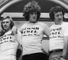 John Lever (L), Bob Willis and Graham Roope (R) strike a pose ahead of the fifth Test of the 1977 series
