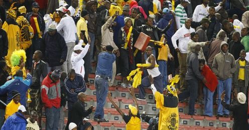 Crowd trouble: Violence erupted during the Kaizer Chiefs' clash with Ajax Cape Town