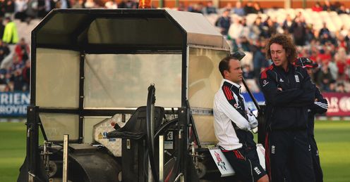 Waiting game: England are hoping for some action at the Oval on Friday