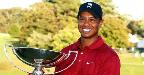 Tiger Woods with the FedEx Cup