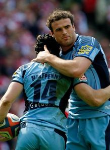 Jamie Roberts hugging Leigh Halfpenny Jamie Roberts hugging Leigh Halfpenny