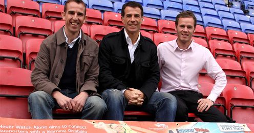 Never watch alone: Phil and initiative founder Terry Mann (l) and Wigan's Mike Watson (r)