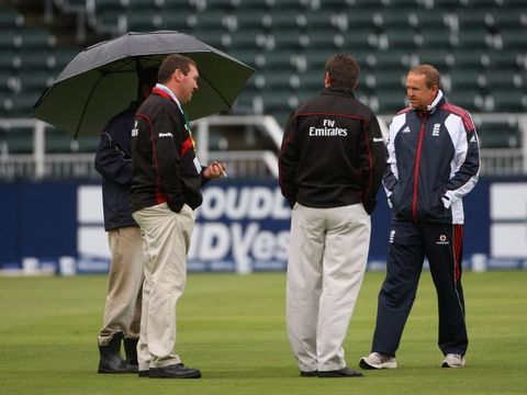 Andy Flower had a long chat with the umpires while...
