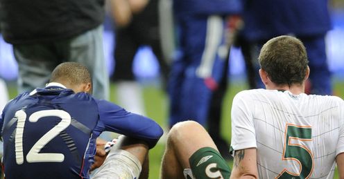 Thierry Henry Richard Dunne post-match France v Republic of Ireland World Cup play-off