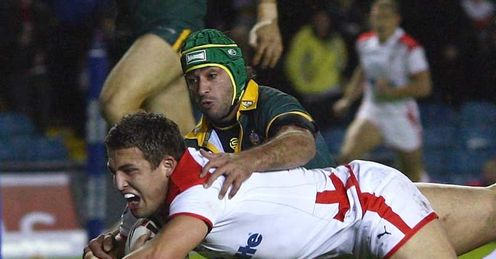 Sam Burgess England scoring a try Four Nations final Elland Road November 2009