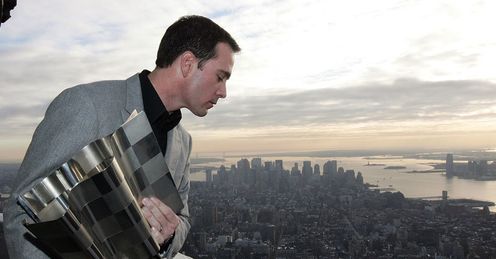 One giant leap: Johnson looks out over New York City