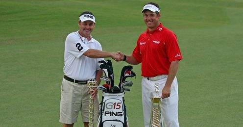 Westwood with caddie Billy Foster.