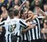 Magpies fly on