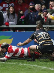 Dave Attwood try Gloucester v Worcester 2010