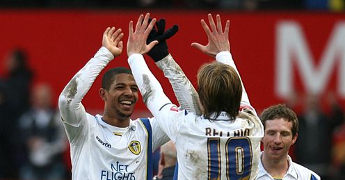 Man Utd v Leeds Jermaine Beckford Luciano Becchio celeb FT