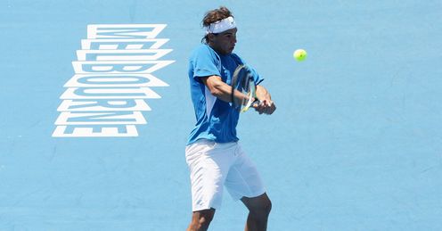 Striking form: Nadal looks back to his best despite defeat to Davydenko in Doha