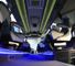 The space-age interior of the Team Sky bus