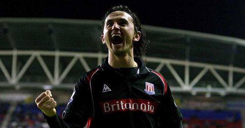 Tuncay celebrating goal against Wigan DW Stadium February 2010