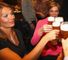 Maria Riesch celebrated her gold with a good old German ale, alongside German Olympic swimming champion Franziska van Almsick.