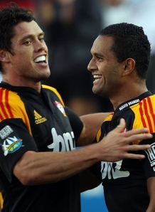Callum Bruce congratulates Lelia Masaga