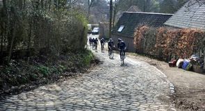 Team Sky take on the famous Belgian cobbles