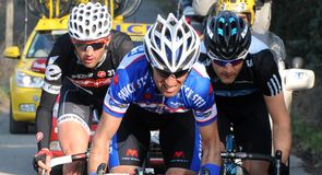 Sylvain Calzati (r) formed part of a four-man breakaway 