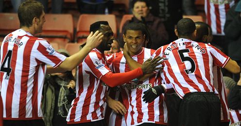Fraizer Campbell celebrates Sunderland v Bolton