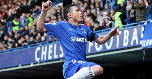 Frank Lampard celebrating his opener against Stoke in the FA Cup