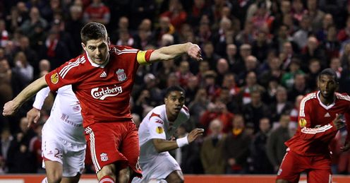 Liverpool v Lille Steven Gerrard penalty