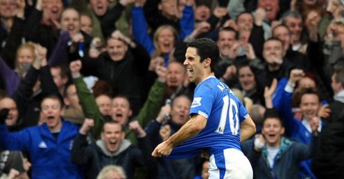 Mikel Arteta celebration Everton v Bolton