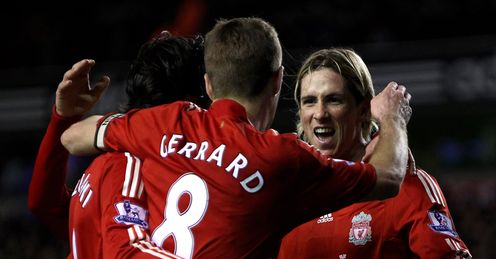 fernando torres celebrates liverpool portsmouth