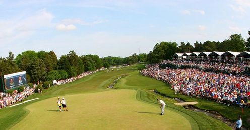Shaun O'Hair putting on the 18th green at Quail Hollow in 2009