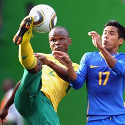 Right-back Gaxa wins the ball
