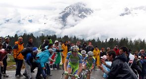 Ivan Basso, Vincenzo Nibali and Michele Scarponi make the decisive move