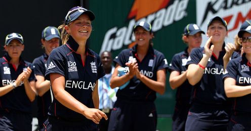 Great figures: Danielle receives the acclaim of her team-mates after taking 4-11