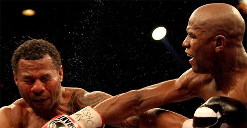 Mayweather: mixed it up against Mosley