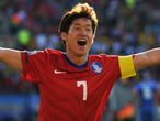 Park Ji-Sung scored for South Korea as they beat Greece 2-0 in World Cup Group B.
