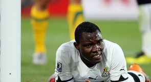 A chance missed: Kwadwo Asamoah rues a goalscoring opportunity he missed. Australia played with 10 men for more than an hour but the game finished 1-1.