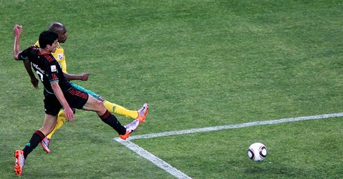 Siphiwe Tshabalala celebrates South Africa v Mexico