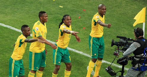 Siphiwe Tshabalala celebrates South Africa v Mexico