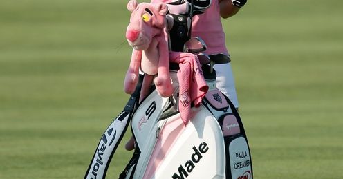 The Paul Creamer bag with its rather bewhildered looking Pink Panther head cover