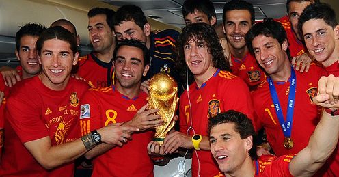 Spain with football's most famous trophy