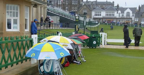 The scene next to the 1st tee at St Andrews on Wednesday.