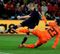 Fabregas plays in Iniesta, who takes a touch and then rifles the ball beyond Stekelenburg.