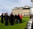 Former champions meet in front of the famous clubhouse.