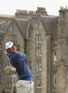 Chris on the tee in front of the clubhouse at St Andrews
