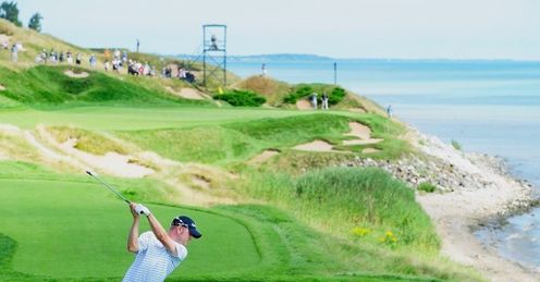 Ryan Benzil practicing at Whistling Straits on Monday