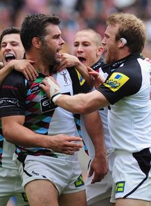 Nick Easter mobbed at Twickenham