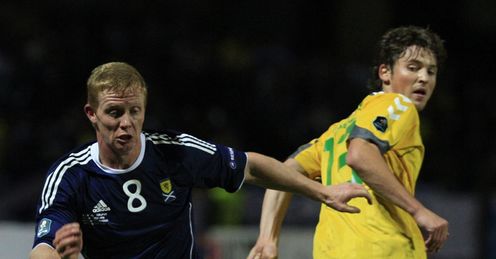 Lithuania v Scotland Barry Robson Saulius Mikoliunas