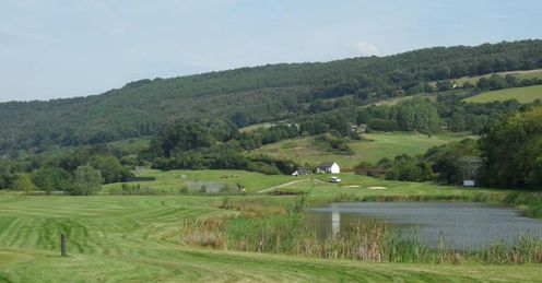 The view from the tee at 14, do you take on the water?