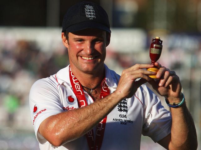Strauss poses with the miniature urn in the summer of 2009.