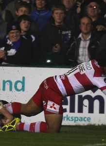 Lesley Vainikolo Gloucester try v Bath Lesley Vainikolo Gloucester try v Bath