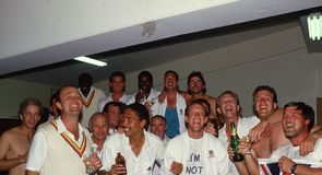 Their song: Gatting's winners warm up for an evening with Elton after retaining the Ashes Their song: Gatting's winners warm up for an evening with Elton after retaining the Ashes