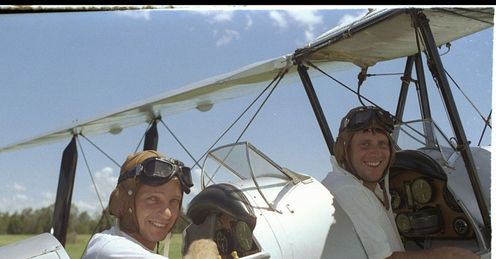 Flight of fancy: Gower and Morris tried to lift the tension on the 1990/91 with some high jinks