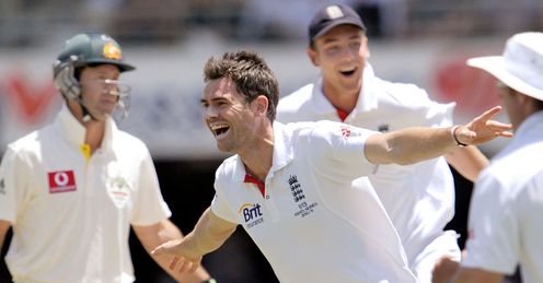 Span-tastic: Anderson celebrates after claiming Ricky Ponting's scalp in the Brisbane Test